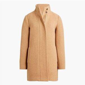 J. Crew factory city coat button neck wool blend tan new